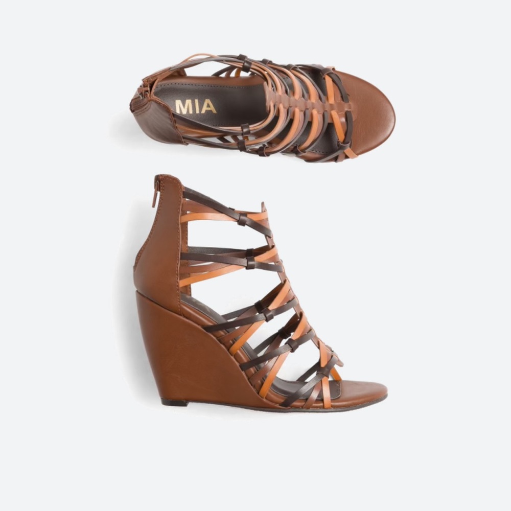 Mia Caged Wedge Platform Shoe, Size 8, New!